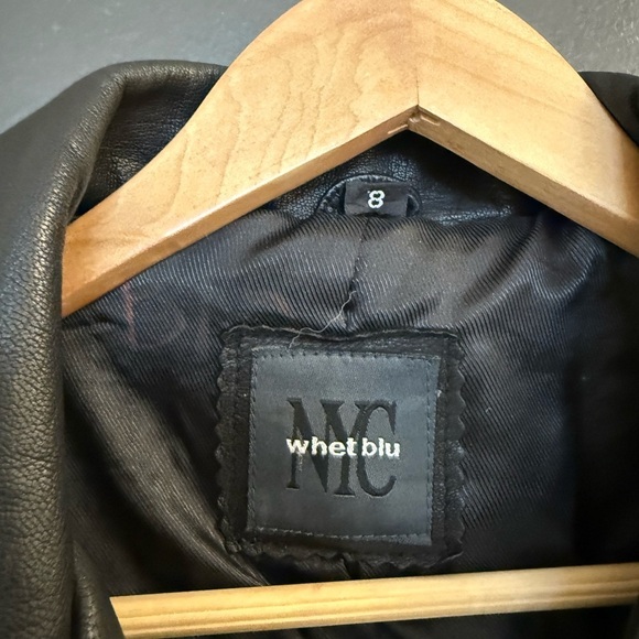 WHET BLU New York size 8 EUC/MINT lightly lined Lux leather belted side zip moto - Picture 6 of 16